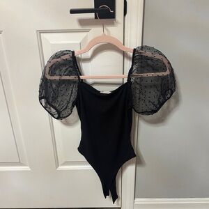Altar'd State Black Puff Sleeve Bodysuit